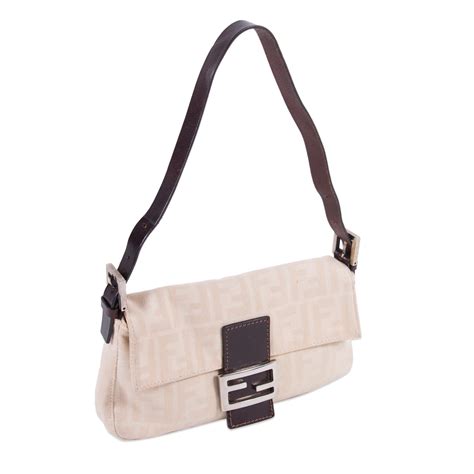 fendi beige canvas mamma baguette shoulder bag|fendi baguette silver.